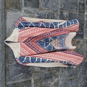 Sundance Blue and Pink Patterned Cardigan Medium